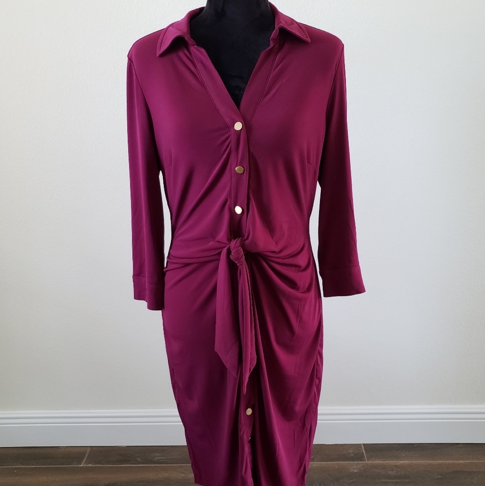 B2G1 NWOT Philosophy Burgundy Tie Waist Dress